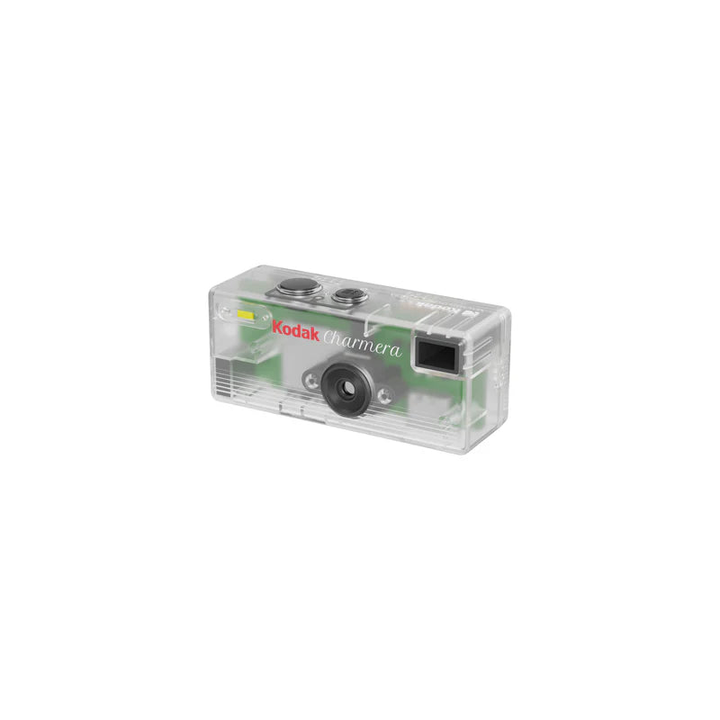 Clear Kodak Charmera camera on a white background